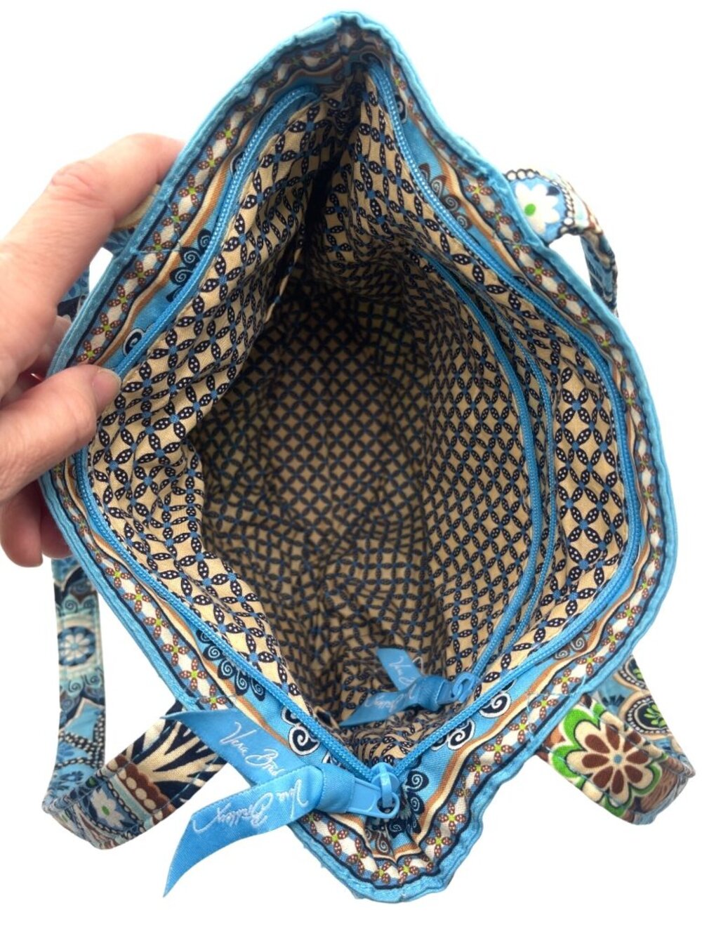Vera Bradley Blue Floral Quilted Shoulder Bag Zipper Closure Multicolor - Picture 8 of 8